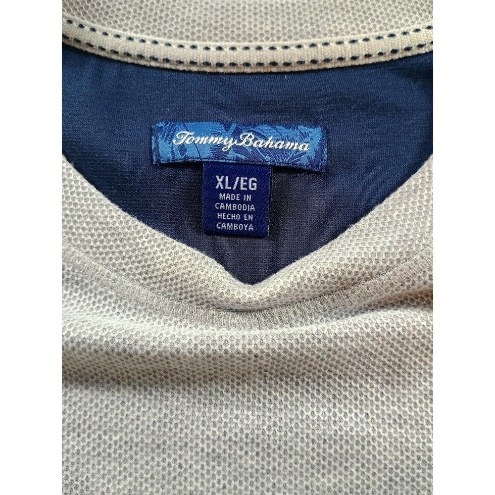 Tommy Bahama Shirt Mens XL Gray Thermal Long Sleeve Crew Neck Logo Knit Casual - Picture 3 of 9